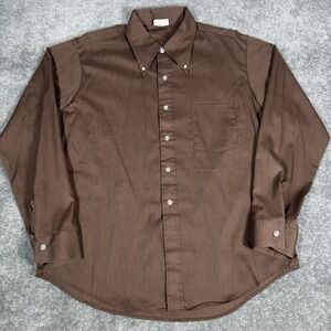 Vintage Kings Road Shirt Men's Large Brown Long Sleeve Button Up Disco Retro 70s